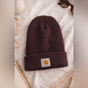 Carhartt Brown Burgundy Cuffed Beanie Hat Made in USA One Size